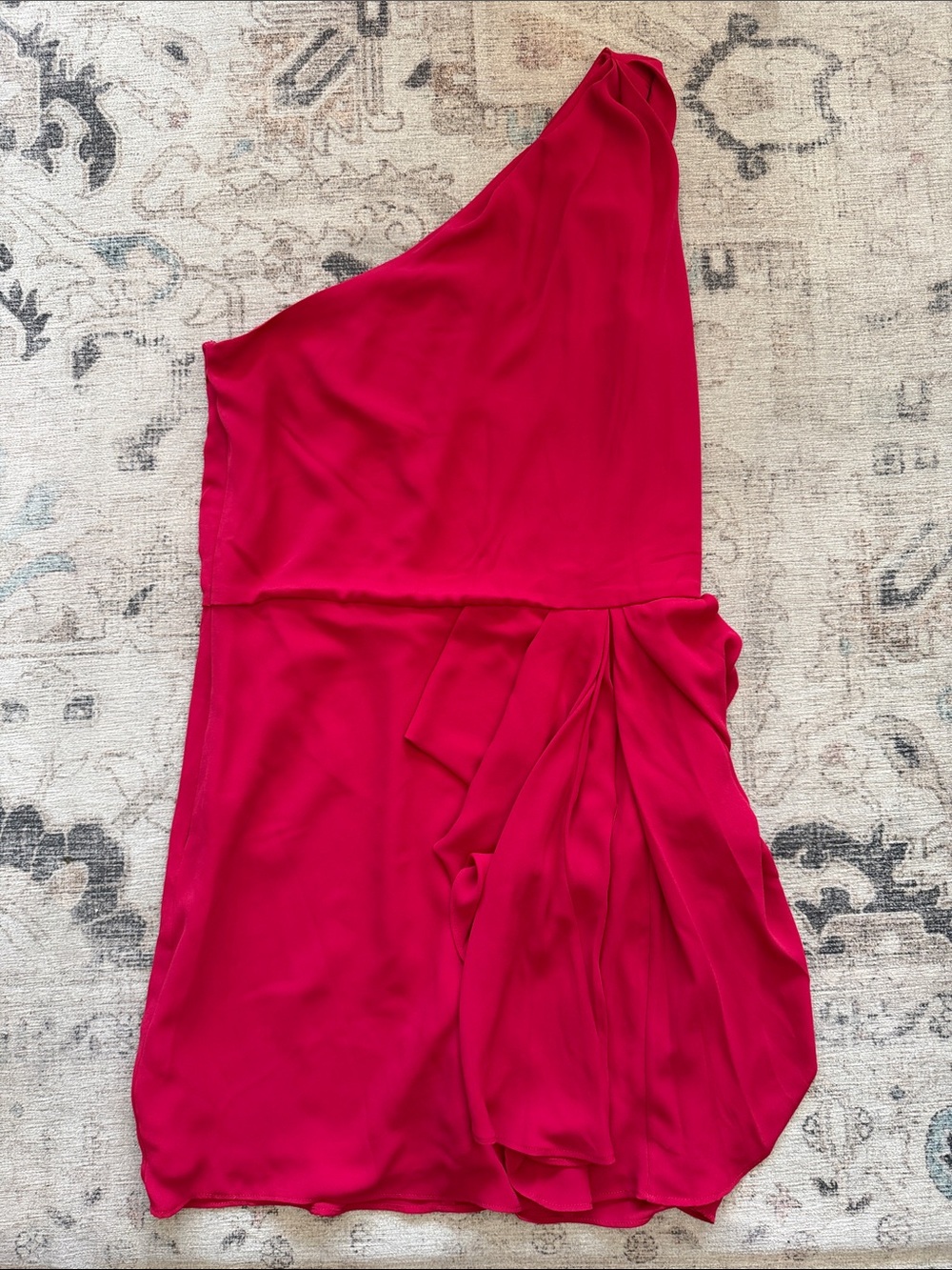 Halston Heritage One-Shoulder Draped Cocktail Dress in Bright Pink